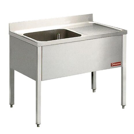 Diamond Spoeltafel met 1 kuip, 1 rechts druipvlak, met onderstel | L1210D/6-KD Diamond Spoeltafel met 1 kuip, 1 rechts druipvlak, met onderstel | L1210D/6-KD