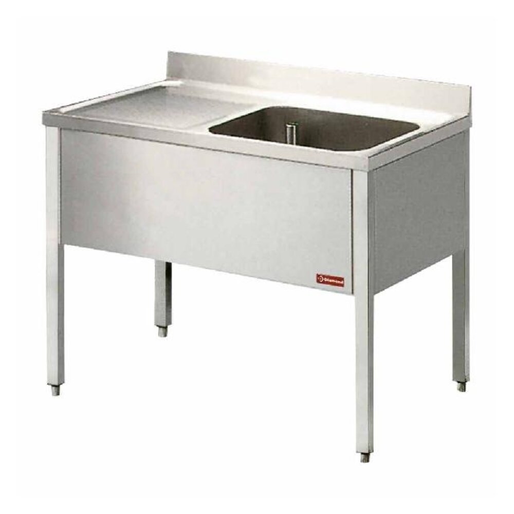 Diamond Spoeltafel met 1 kuip, 1 links druipvlak, met onderstel | L1210S/6-KD Diamond Spoeltafel met 1 kuip, 1 links druipvlak, met onderstel | L1210S/6-KD