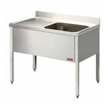 Diamond Spoeltafel met 1 kuip, 1 links druipvlak, met onderstel