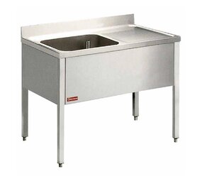 Diamond Spoeltafel met 1 kuip, 1 rechts druipvlak, met onderstel Diamond Spoeltafel met 1 kuip, 1 rechts druipvlak, met onderstel