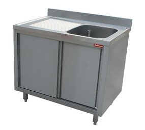 Diamond Spoeltafel 1 kuip 600x500xh275, links druipvlak op kast met 2 schuifdeuren Diamond Spoeltafel 1 kuip 600x500xh275, links druipvlak op kast met 2 schuifdeuren
