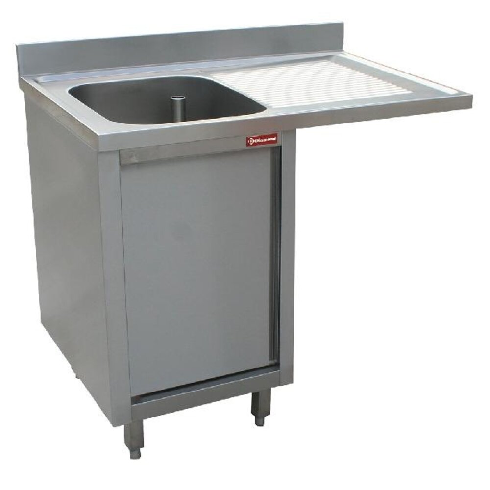 Diamond Spoeltafel met 1 kuip, druipvlak rechts, op kast met 1 draaideur en ruimte voor vaatwas | L1411VD-AS Diamond Spoeltafel met 1 kuip, druipvlak rechts, op kast met 1 draaideur en ruimte voor vaatwas | L1411VD-AS