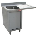 Diamond Spoeltafel met 1 kuip, druipvlak rechts, op kast met 1 draaideur en ruimte voor vaatwas