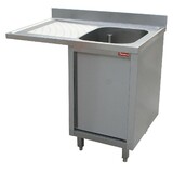 Diamond Spoeltafel met 1 kuip, druipvlak links, op kast met 1 draaideur en ruimte voor vaatwas