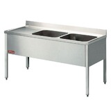 Diamond Spoeltafel met 2 kuipen, 1 links druipvlak, met onderstel
