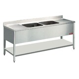 Diamond Spoeltafel met 2 kuipen  en 2 druipvlakken .