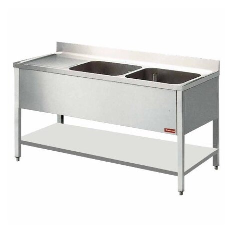 Diamond Spoeltafel met 2 kuipen en 1 druipvlak | L2021S Diamond Spoeltafel met 2 kuipen en 1 druipvlak | L2021S