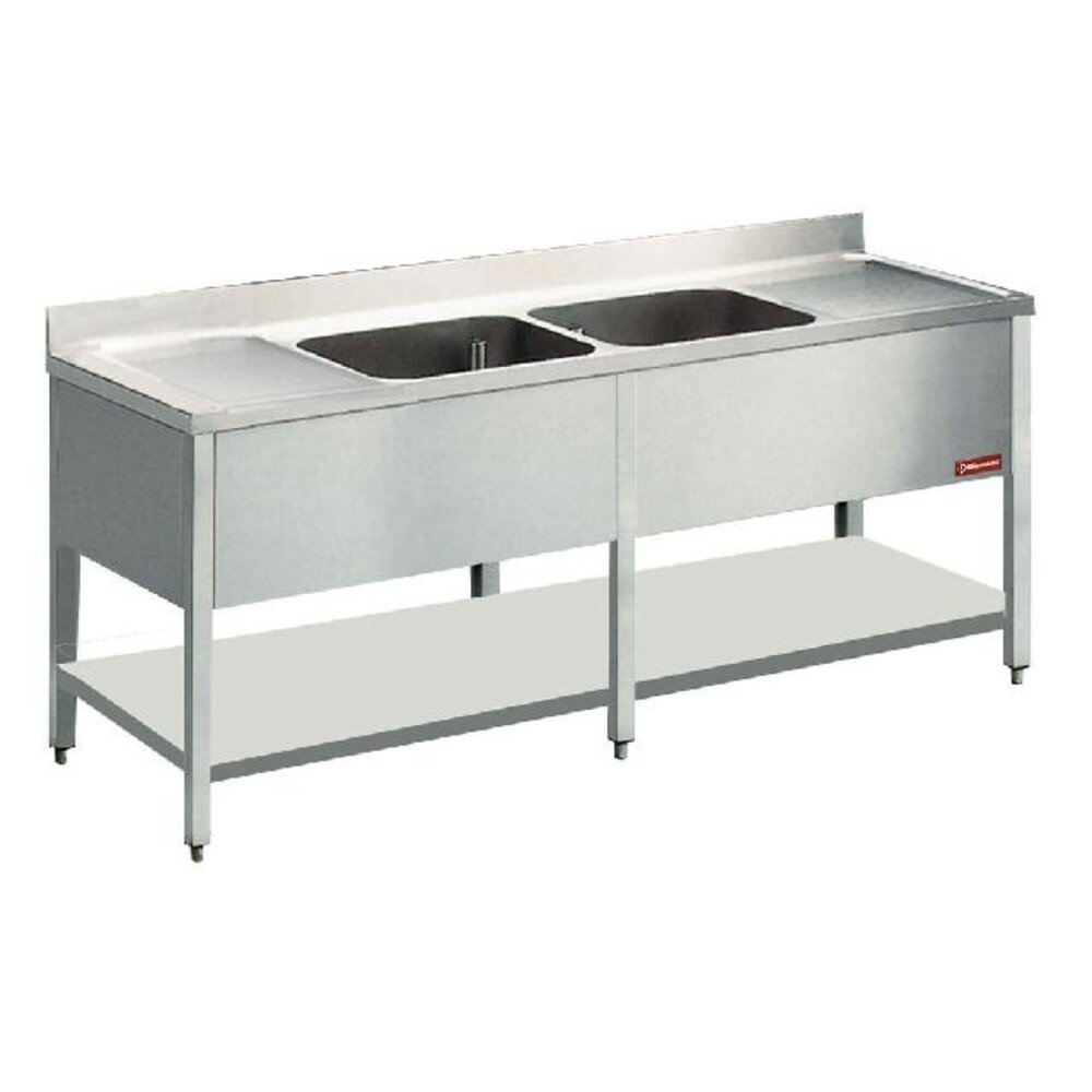 Diamond Spoeltafel met 2 kuipen en 2 druipvlakken | L2221 Diamond Spoeltafel met 2 kuipen en 2 druipvlakken | L2221