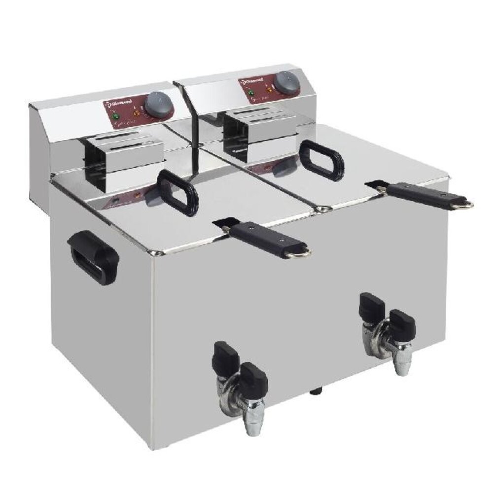 Diamond Elektrische friteuse tafelmodel 2x 8 liter + aftapkraan | EF82-KN