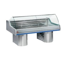 Diamond Gekoelde vitrine toonbank met gebogen ruit, op sokkels Diamond Gekoelde vitrine toonbank met gebogen ruit, op sokkels