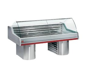 Diamond Gekoelde vitrine toonbank met gebogen ruit, op sokkels Diamond Gekoelde vitrine toonbank met gebogen ruit, op sokkels