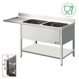 Diamond Spoeltafel met 2 kuipen en 1 druipvlak