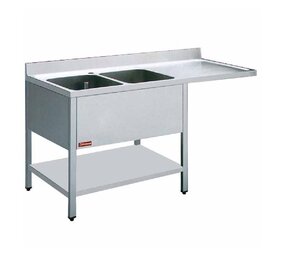 Diamond Spoeltafel met 2 kuipen en 1 druipvlak Diamond Spoeltafel met 2 kuipen en 1 druipvlak