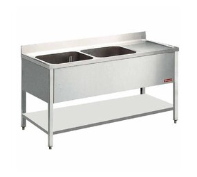 Diamond Spoeltafel met 2 kuipen  en 1 druipvlak Diamond Spoeltafel met 2 kuipen  en 1 druipvlak