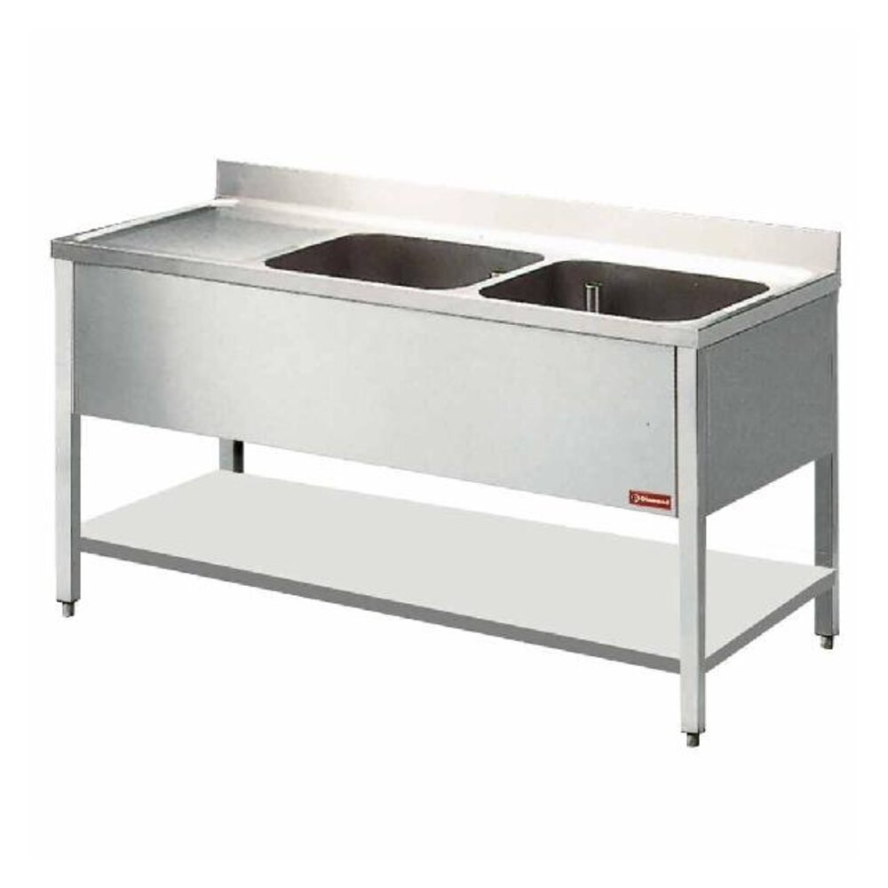 Diamond Spoeltafel met 2 kuipen en 1 druipvlak | L1421S/6