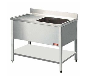 Diamond Spoeltafel met 1 kuip 600x500xh325, links druipvlak Diamond Spoeltafel met 1 kuip 600x500xh325, links druipvlak