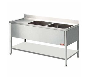 Diamond Spoeltafel met 2 kuipen en 1 druipvlak Diamond Spoeltafel met 2 kuipen en 1 druipvlak