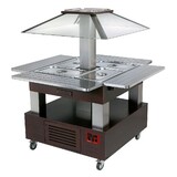 Diamond Eiland bain-marie warm buffet, gemotoriseerd koepel  4x gn 1 1-150 (wengé hout)