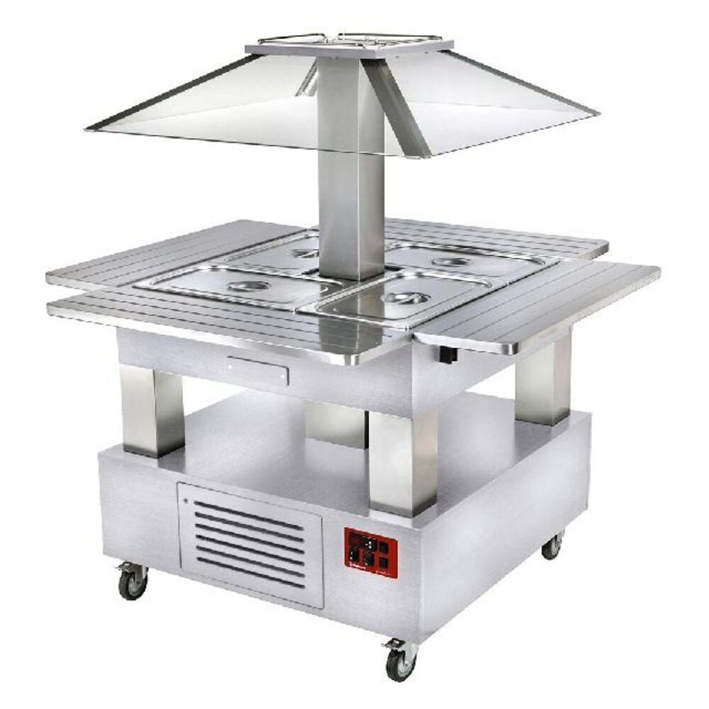 Diamond Eiland bain-marie warm buffet, gemotoriseerd koepel  4x gn 1 1-150 (wit hout) | CBM/4D-A1_KM Diamond Eiland bain-marie warm buffet, gemotoriseerd koepel  4x gn 1 1-150 (wit hout) | CBM/4D-A1_KM