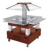 Diamond Eiland buffet - salad bar, gekoeld, gemotoriseerd koepel 4x gn 1 1-150 (mahonie hout)