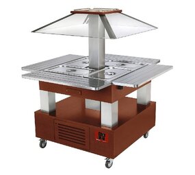 Diamond Eiland buffet - salad bar, gekoeld, 4x gn 1 1-150 (mahonie hout)