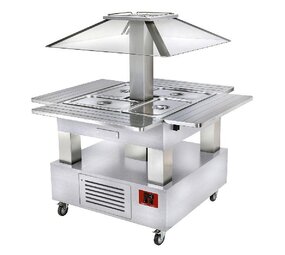 Diamond Eiland buffet - salad bar, gekoeld, 4x gn 1 1-150 (wit hout)