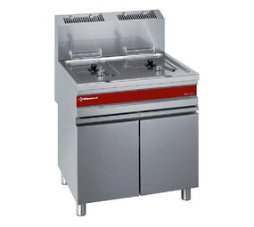 Diamond Frituurpan op gas, 2 kuipen van 15 liter op kast