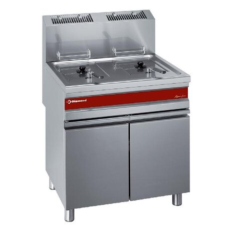 Diamond Frituurpan op gas, 2 kuipen van 15 liter op kast | F15_15G/M