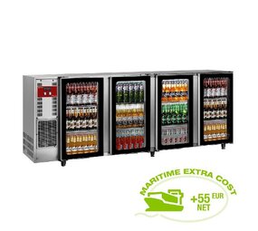 Diamond Flessenkoeler, roestvrij staal, 4 glazen deuren, 783 liter