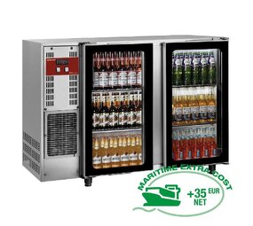 Diamond Flessenkoeler rvs 2 glazendeuren, 375 liters