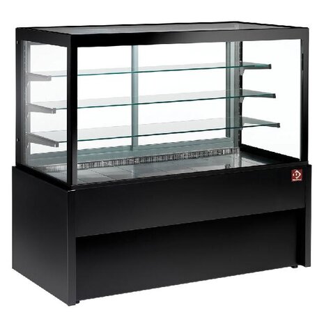 Diamond Panoramische gekoelde uitstaltoonbank, geventileerd, 4 niveaus, zonder reserve - zwart | CB10V-B9/R2