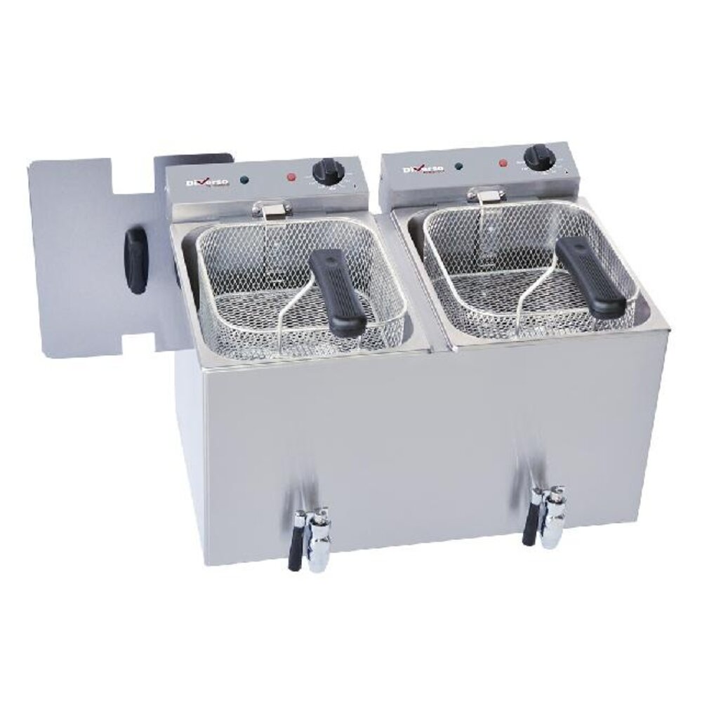 Diamond Elektrische friteuse tafelmodel 2x 8 liter + aftapkraan | WR-FED8-RV