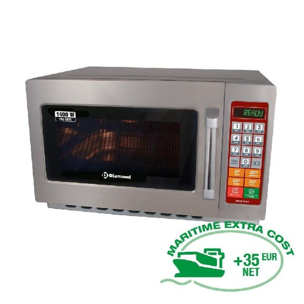 Diamond Microgolfoven in r.v.s., (gn 2 3), 1400 w. (34 lt), digitaal | DW3414-DE Diamond Microgolfoven in r.v.s., (gn 2 3), 1400 w. (34 lt), digitaal | DW3414-DE