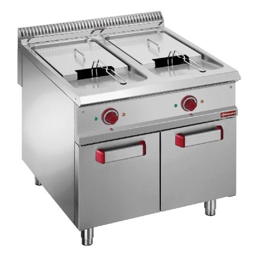 Diamond Elektrische friteuse met 2 kuipen 21 lit. op gesloten kast | E9/F42A8