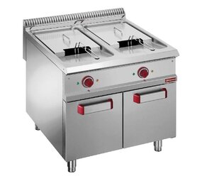 Diamond Elektrische friteuse met 2 kuipen 21 lit. op gesloten kast