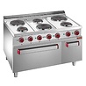 Diamond Elektrisch fornuis met 6 ronde platen, elektrische oven gn 2 1 en grill, met kast gn 1 1 | E7/6PFA11 Diamond Elektrisch fornuis met 6 ronde platen, elektrische oven gn 2 1 en grill, met kast gn 1 1 | E7/6PFA11