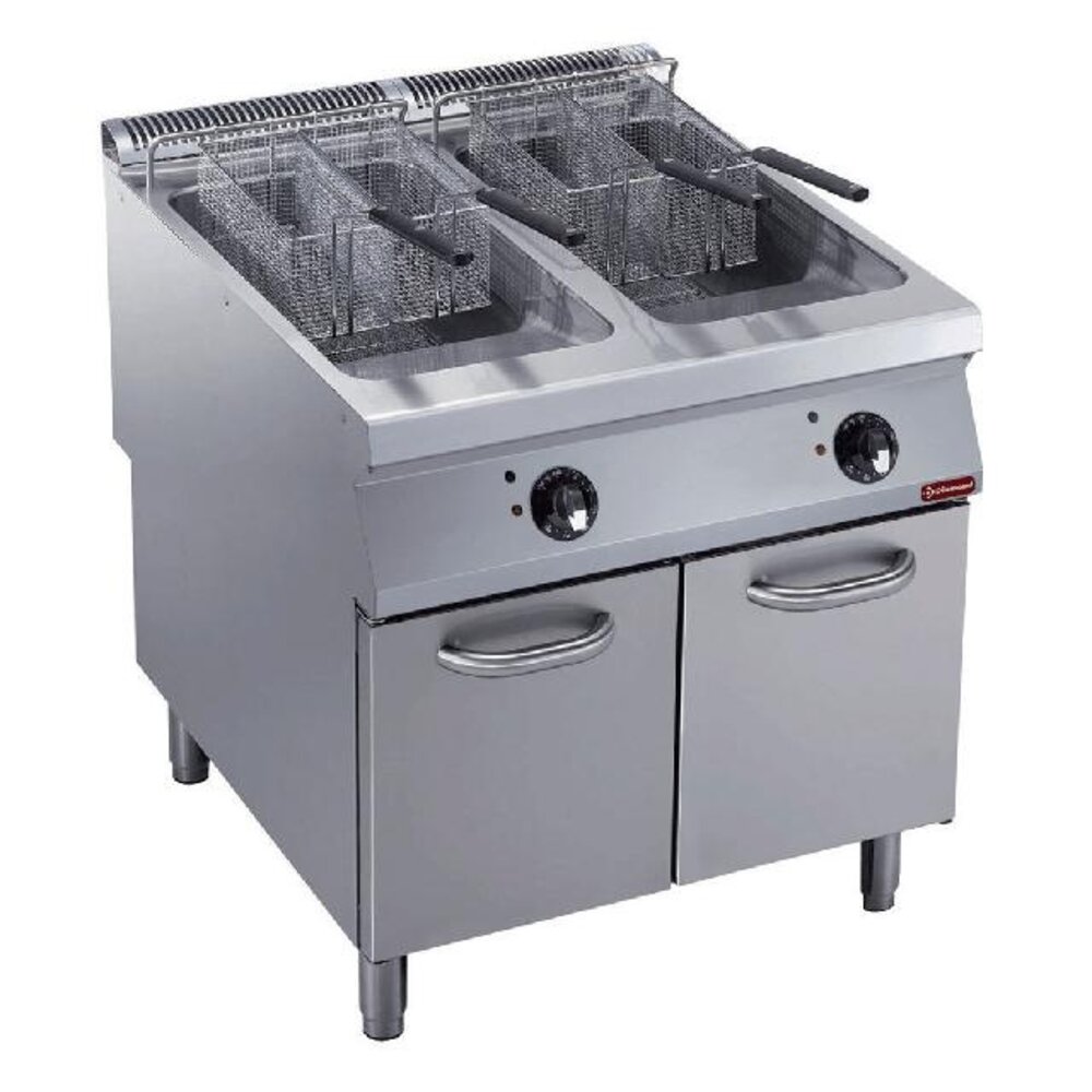 Diamond Elektrische friteuse 2 kuipen  y  23 lit., buitenkant branders, op meubel | E22/F46A8-S