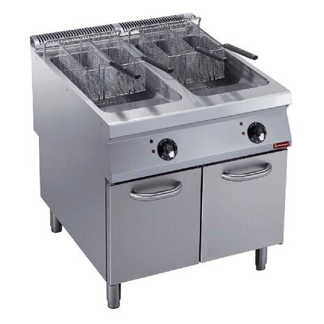 Diamond Elektrische friteuse 2 kuipen  y  23 lit., buitenkant branders, op meubel | E22/F46A8-S