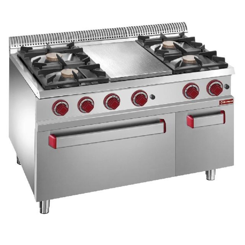 Diamond Gasfornuis 4 branders, sudderplaat, gasoven gn 2 1 en kast gn 1 1 | G7/TM4BFA11 Diamond Gasfornuis 4 branders, sudderplaat, gasoven gn 2 1 en kast gn 1 1 | G7/TM4BFA11