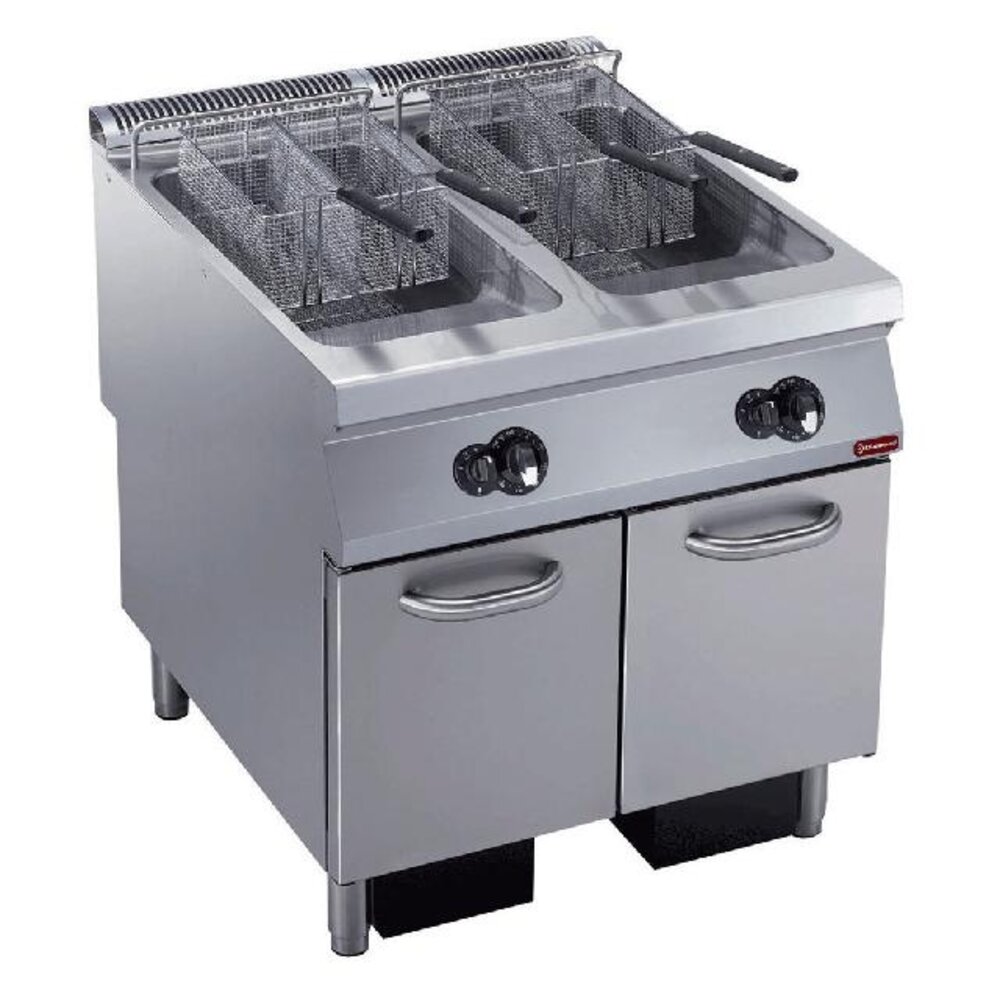 Diamond Gasfriteuse 2 kuipen  y  23 liter, buitenkant branders, op meubel | G22/F46A8-S
