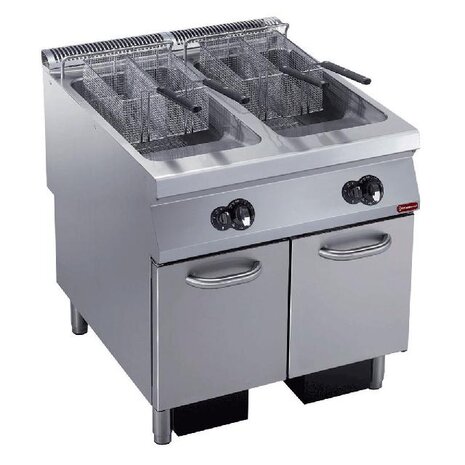 Diamond Gasfriteuse 2 kuipen  y  23 liter, buitenkant branders, op meubel | G22/F46A8-S