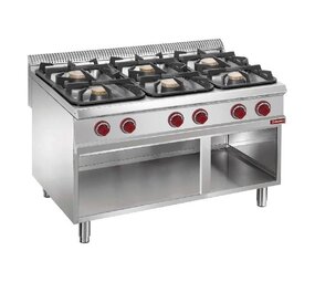 Diamond Gasfornuis met 6 branders op open kast Diamond Gasfornuis met 6 branders op open kast