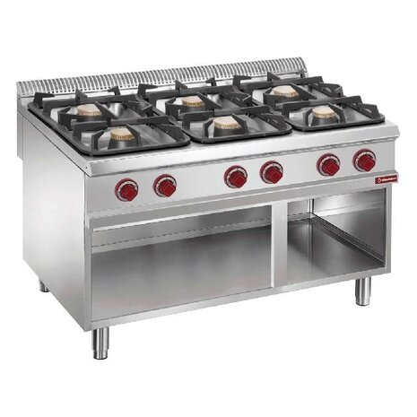 Diamond Gasfornuis met 6 branders op open kast | G9/6BA12 Diamond Gasfornuis met 6 branders op open kast | G9/6BA12