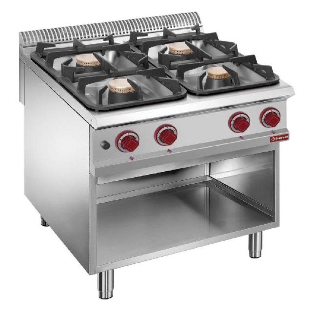 Diamond Gasfornuis met 4 branders op open kast | G9/4BA8 Diamond Gasfornuis met 4 branders op open kast | G9/4BA8