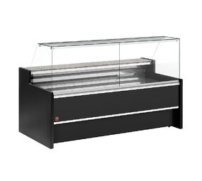 Diamond Geventileerde gekoelde vitrinetoonbank- met recht frontglas 90° met reserve - zwart