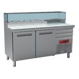 Diamond Pizzeria koeltafel, 2 deuren en 600x400, 3 neutrale laden en 600x400, gekoelde structuur 6x gn ¼