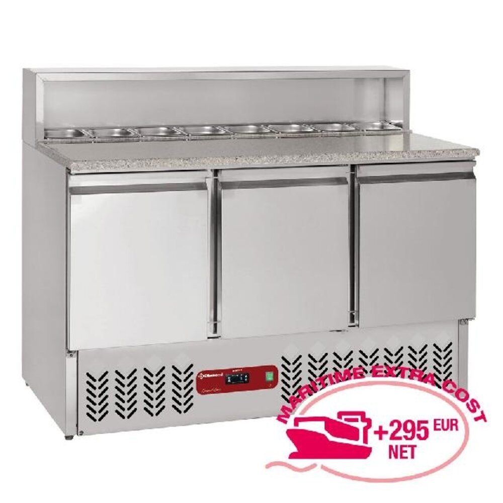 Diamond Voorbereidingstafel 3 deuren gn 1 1, 380 lit , koelstructuur 8x gn1 6-150 mm | SR3/R6