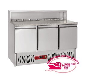Diamond Voorbereidingstafel 3 deuren gn 1 1, 380 lit , koelstructuur 8x gn1 6-150 mm