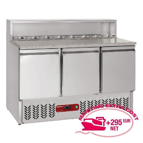 Diamond Voorbereidingstafel 3 deuren gn 1 1, 380 lit , koelstructuur 8x gn1 6-150 mm | SR3/R6
