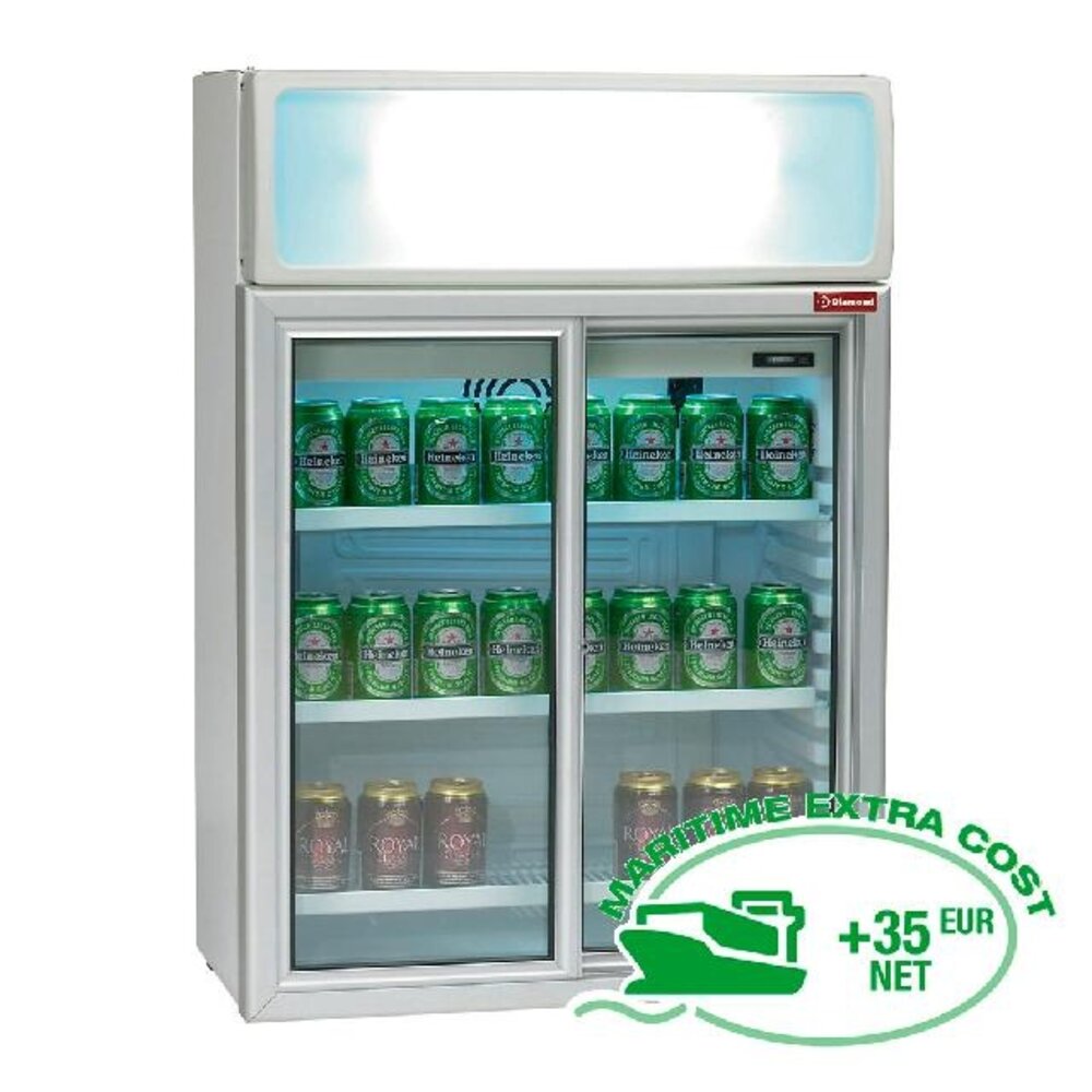 Diamond Vitrine tafelmodel, 100 liter, schuifdeuren, met verlichtingsbak | TOP11/R6